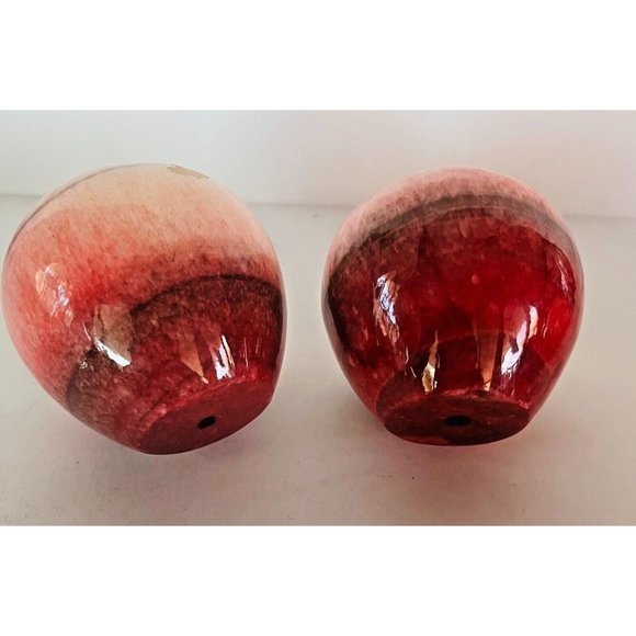 Antique Apple Italian Alabaster Stone Set of 2 Fruit Carved Marble 3" Woodstem - Picture 6 of 10